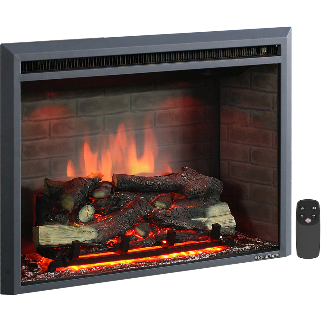PuraFlame 33” Western Electric Fireplace Insert with Fire Crackling Sound