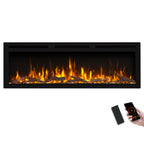 PuraFlame Alice Pro 50/60 Inches, Wall Mounted / In Wall Recessed Electric Fireplace, 6 Flame Colors, Log Set & Crystal, 1500W Heater, Compatible with Alexa and Google Assistant