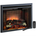 PuraFlame 30” Klaus Electric Fireplace Insert with Fire Crackling Sound Glass Door and Mesh Screen