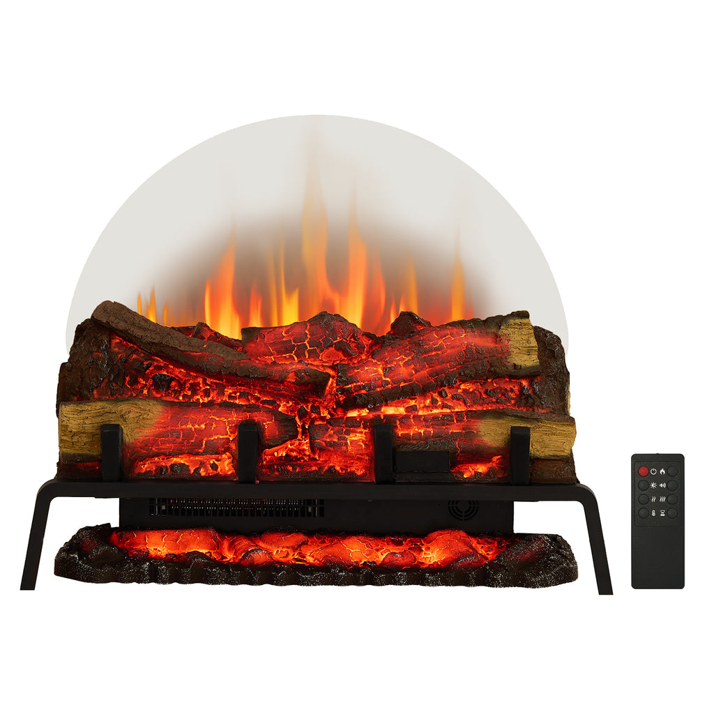 PuraFlame 24&27" Free Standing Electric Fireplace Log Set Insert, 750W/1500W Heater, 6 Flame Colors with 5 Brightness, Crackling Sound, Remote Control