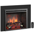 PuraFlame Western 26” Electric Fireplace Insert with Trim Kit, Fire Crackling Sound, Resin Log, Remote Control, 750/1500W Heater, Black