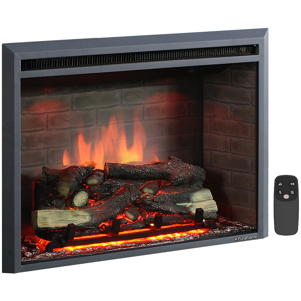 PuraFlame 30” Western Electric Fireplace Insert with Fire Crackling Sound