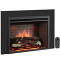 PuraFlame Western 33” Electric Fireplace Insert with Trim Kit, Fire Crackling Sound, Resin Log, Remote Control, 750/1500W Heater, Black