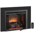 PuraFlame Klaus 23” Electric Fireplace Insert with Trim Kit, Fire Crackling Sound, Resin Log, Glass Door and Mesh Screen, 750/1500W heater, Black