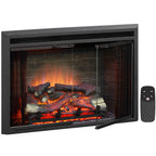 PuraFlame 33” Low Klaus Electric Fireplace Insert with Fire Crackling Sound Glass Door and Mesh Screen