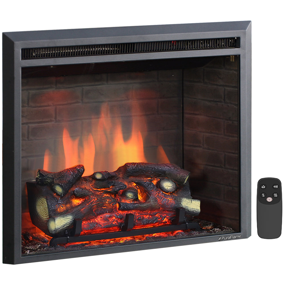 PuraFlame 26” Western Electric Fireplace Insert with Fire Crackling Sound