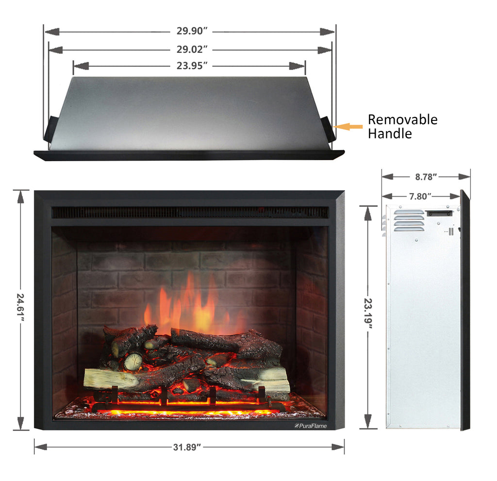 PuraFlame 30” Western Electric Fireplace Insert with Fire Crackling Sound