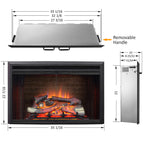 PuraFlame 33” Low Klaus Electric Fireplace Insert with Fire Crackling Sound Glass Door and Mesh Screen