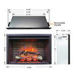 PuraFlame 33” Low Western Electric Fireplace Insert with Fire Crackling Sound
