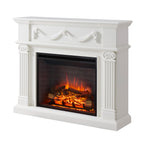 PuraFlame Fireplace Suite, 52 Inch Mantel Surround, Cream White with Exquisite Carving, with Western 30” Electric Fireplace Insert, 750W/1500W, Adjustable Flame, Remote