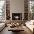 PuraFlame Western 23” Electric Fireplace Insert with Trim Kit, Fire Crackling Sound, Resin Log, Remote Control, 750/1500W Heater, Black