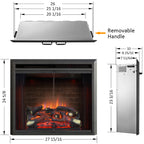 PuraFlame 26” Klaus Electric Fireplace Insert with Fire Crackling Sound Glass Door and Mesh Screen