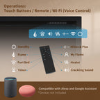 PuraFlame Herman 36/42/50/60/72 Inch Smart Linear Electric Fireplace - Premium Flame with 9 Colors, Clean Design, Recessed in-Wall or Wall-Mount or Free Standing, Compatible with Alexa and Google Assistant