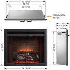 PuraFlame 23” Klaus Electric Fireplace Insert with Fire Crackling Sound Glass Door and Mesh Screen