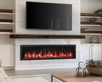 PuraFlame Bernice 42/50/60/72 Inch Smart Linear Electric Fireplace - Hidden Vent Design for Clean Look, Flame with 9 Colors, Recessed in-Wall or Wall-Mount or Free Standing, Compatible with Alexa and Google Assistant
