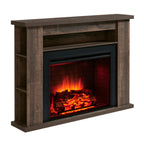 PuraFlame Fireplace Suite, 56 Inch Mantel Surround, Rustic Dark Oak Veneer, with Western 33” Electric Fireplace Insert, 750W/1500W, Adjustable Flame, Remote