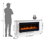 PuraFlame John 50” Electric Fireplace with 66” White Mantel Surround | Realistic log, bright flame; Crystals included; 12 colors of flame & fuel bed; Smart controlled; White paint; Clean design;