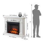 PuraFlame Fireplace Suite, 57 Inch Mantel Surround, Cream White with Exquisite Carving, with Western 30” Electric Fireplace Insert, 750W/1500W, Adjustable Flame, Remote