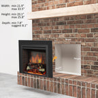 PuraFlame Western 23” Electric Fireplace Insert with Trim Kit, Fire Crackling Sound, Resin Log, Remote Control, 750/1500W Heater, Black
