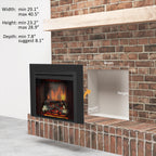 PuraFlame Klaus 30” Electric Fireplace Insert with Trim Kit, Fire Crackling Sound, Resin Log, Glass Door and Mesh Screen, 750/1500W heater, Black