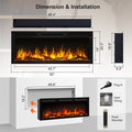 PuraFlame Alice Pro 50/60 Inches, Wall Mounted / In Wall Recessed Electric Fireplace, 6 Flame Colors, Log Set & Crystal, 1500W Heater, Compatible with Alexa and Google Assistant