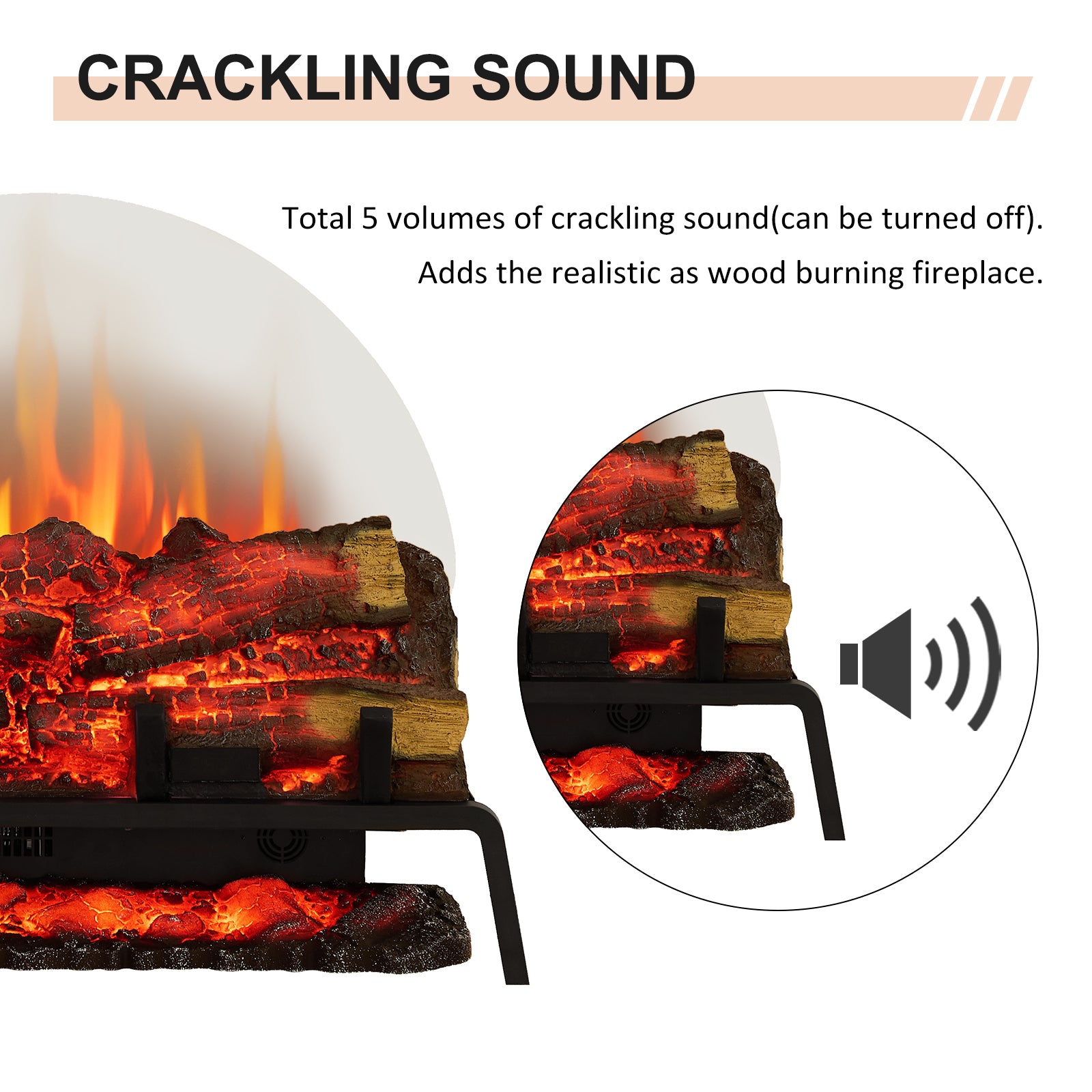 PuraFlame 24&27" Free Standing Electric Fireplace Log Set Insert, 750W/1500W Heater, 6 Flame Colors with 5 Brightness, Crackling Sound, Remote Control