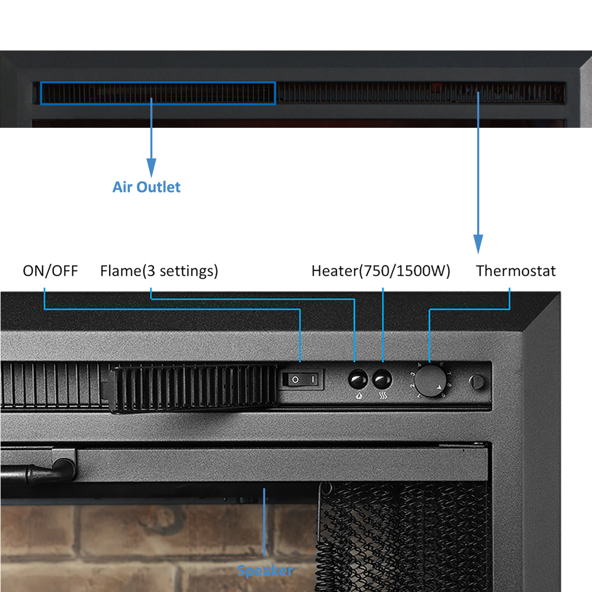 PuraFlame 30” Klaus Electric Fireplace Insert with Fire Crackling Sound Glass Door and Mesh Screen