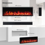 PuraFlame Herman 36/42/50/60/72 Inch Smart Linear Electric Fireplace - Premium Flame with 9 Colors, Clean Design, Recessed in-Wall or Wall-Mount or Free Standing, Compatible with Alexa and Google Assistant