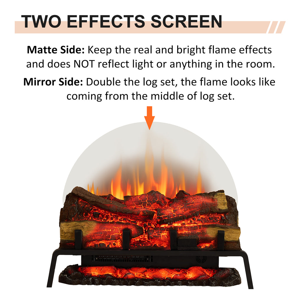 PuraFlame 24&27" Free Standing Electric Fireplace Log Set Insert, 750W/1500W Heater, 6 Flame Colors with 5 Brightness, Crackling Sound, Remote Control