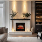 PuraFlame 24&27" Free Standing Electric Fireplace Log Set Insert, 750W/1500W Heater, 6 Flame Colors with 5 Brightness, Crackling Sound, Remote Control